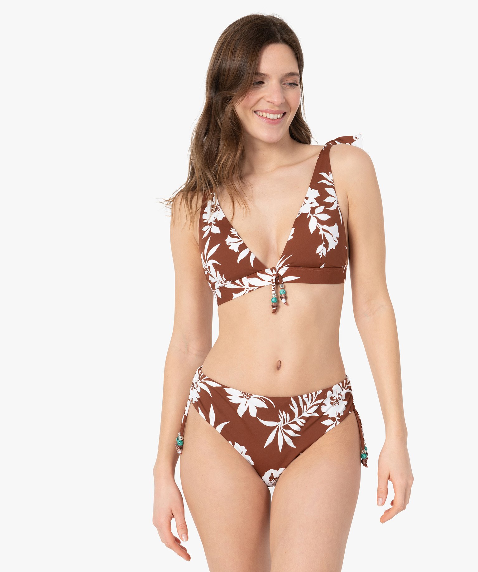 Haut de maillot de bain femme à motifs fleuris forme triangle imprime | GEMO