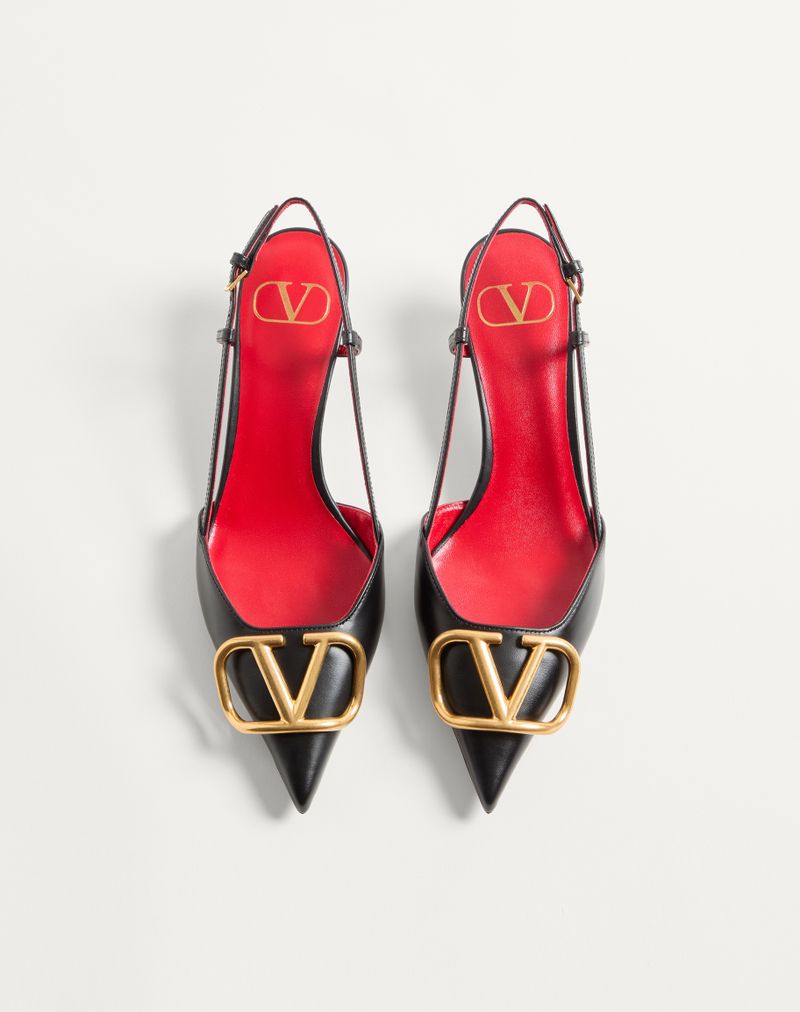Óculos de sol VLogo Signature Slingback Décolleté em couro de bezerro, 40 mm