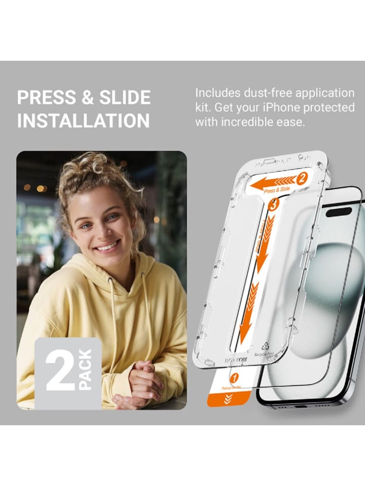 COFI 1453 Crong EasyShield 2er-Pack - Displayschutzglas Schutzglas in Transparent günstig kaufen iPhone 15 Plus