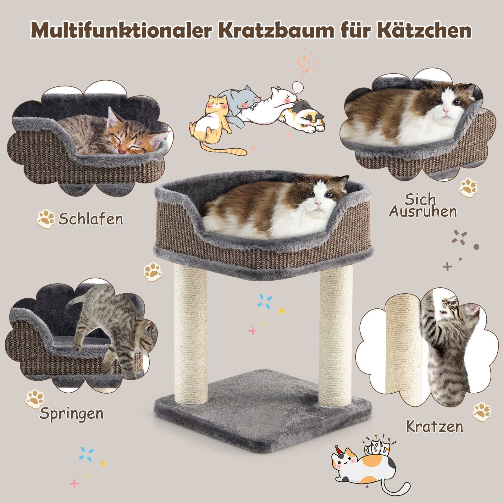 COSTWAY Kratzbaum Katzenbaum, mit Kratzpfosten