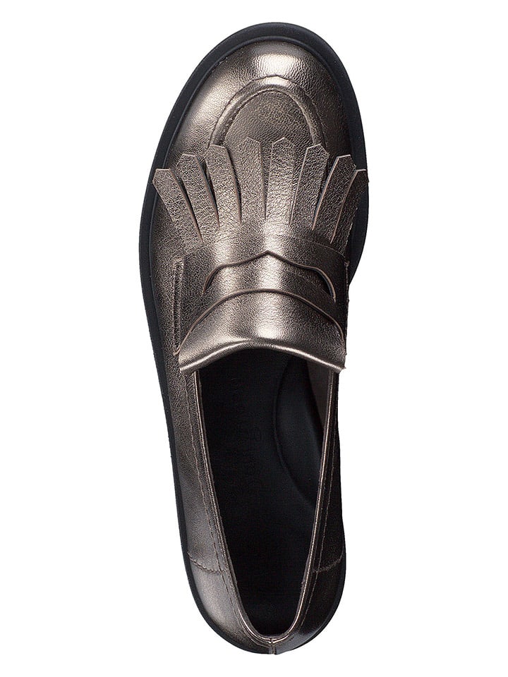 Paul Green Leder-Slipper  in Braun/ Gold günstig kaufen