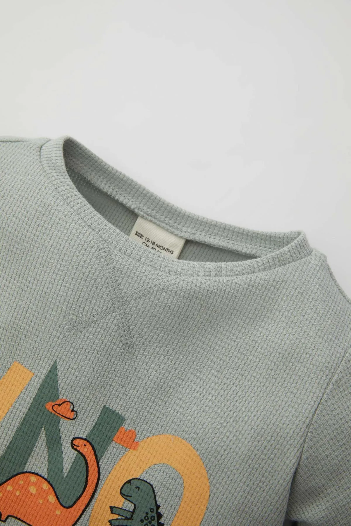 DeFacto  Langarm-Pyjama-Set mit Waffelmuster und Dinosaurier-Aufdruck für Babys (Jungen) B8779a524sp