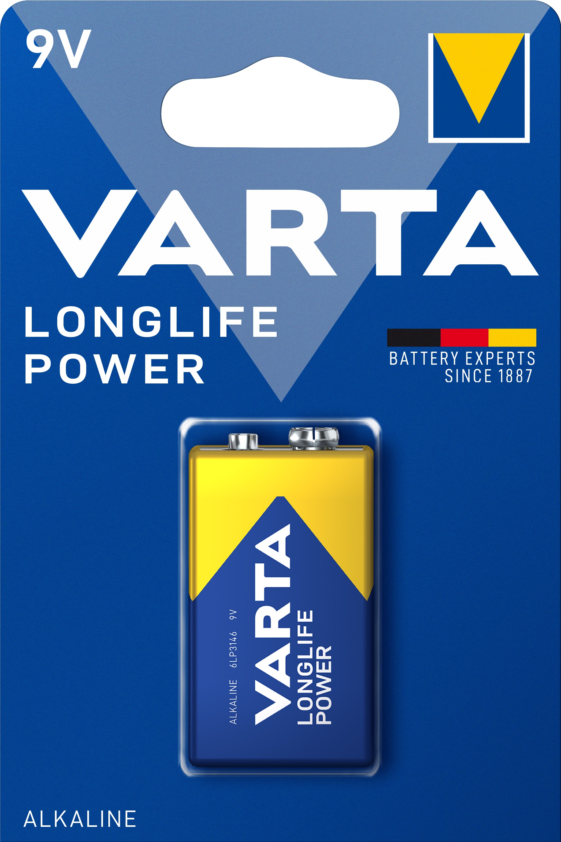 VARTA 6LR61 9 V Longlife Power Alkali-Blockbatterie, 1 Stück - ATU