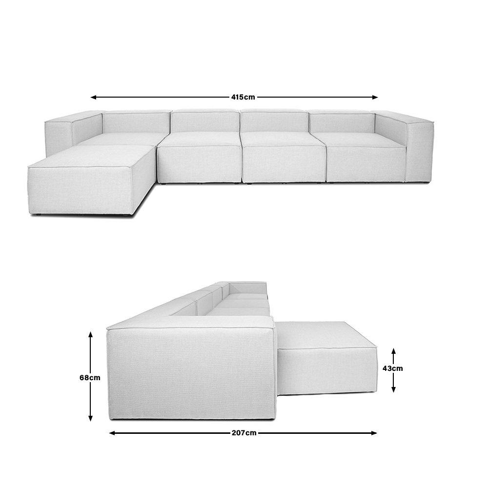 Home Deluxe Modulares Sofa VERONA - XL hellgrau
