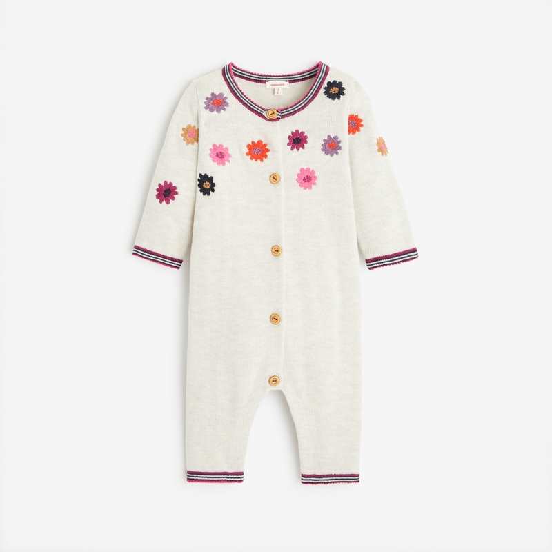 Combinaison grise bébé fille en tricot jacquard Catimini