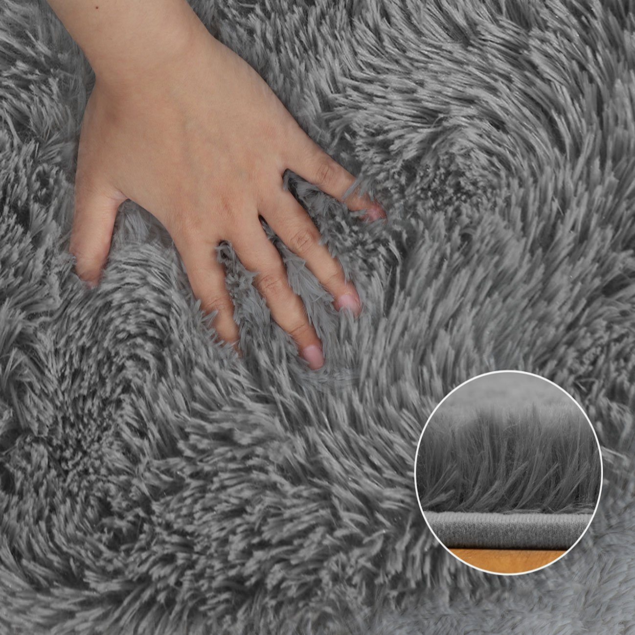 Fellteppich weiche flauschige großer Teppiche, Shaggy, einfarbig, Hochflor-Teppich, NEFOSO, rechteckig, Höhe: 43 mm, modern Deko Teppich, Wohnzimmer Schlafzimmer Kinderzimmer, 243,8x152,4cm