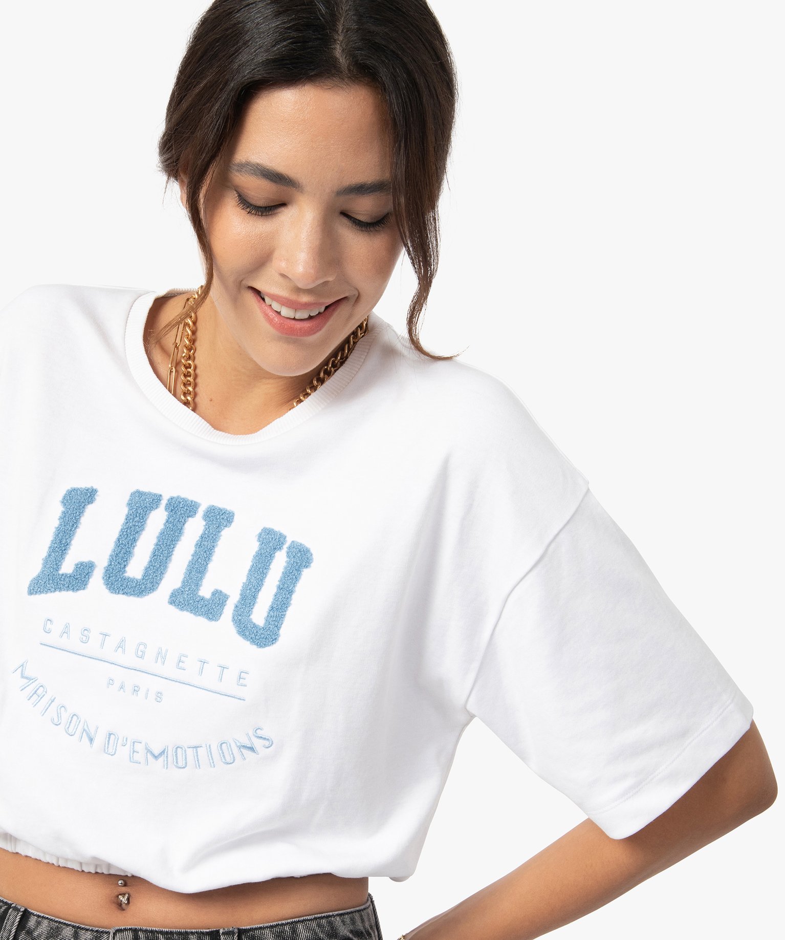 Tee-shirt femme avec bas élastiqué – LuluCastagnette | GEMO
