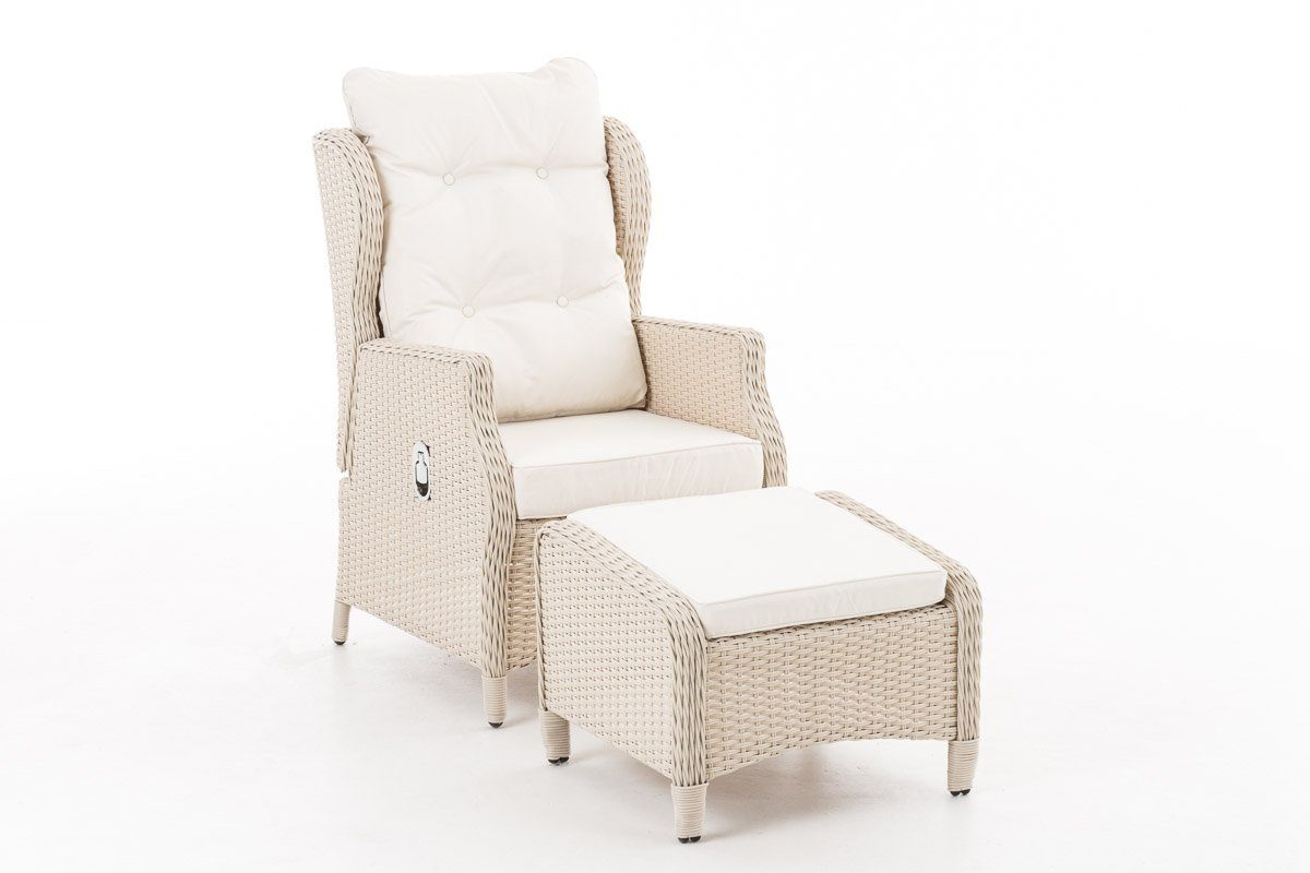 CLP Gartensessel Breno, Polyrattan, verstellbar, Fußhocker, Outdoor