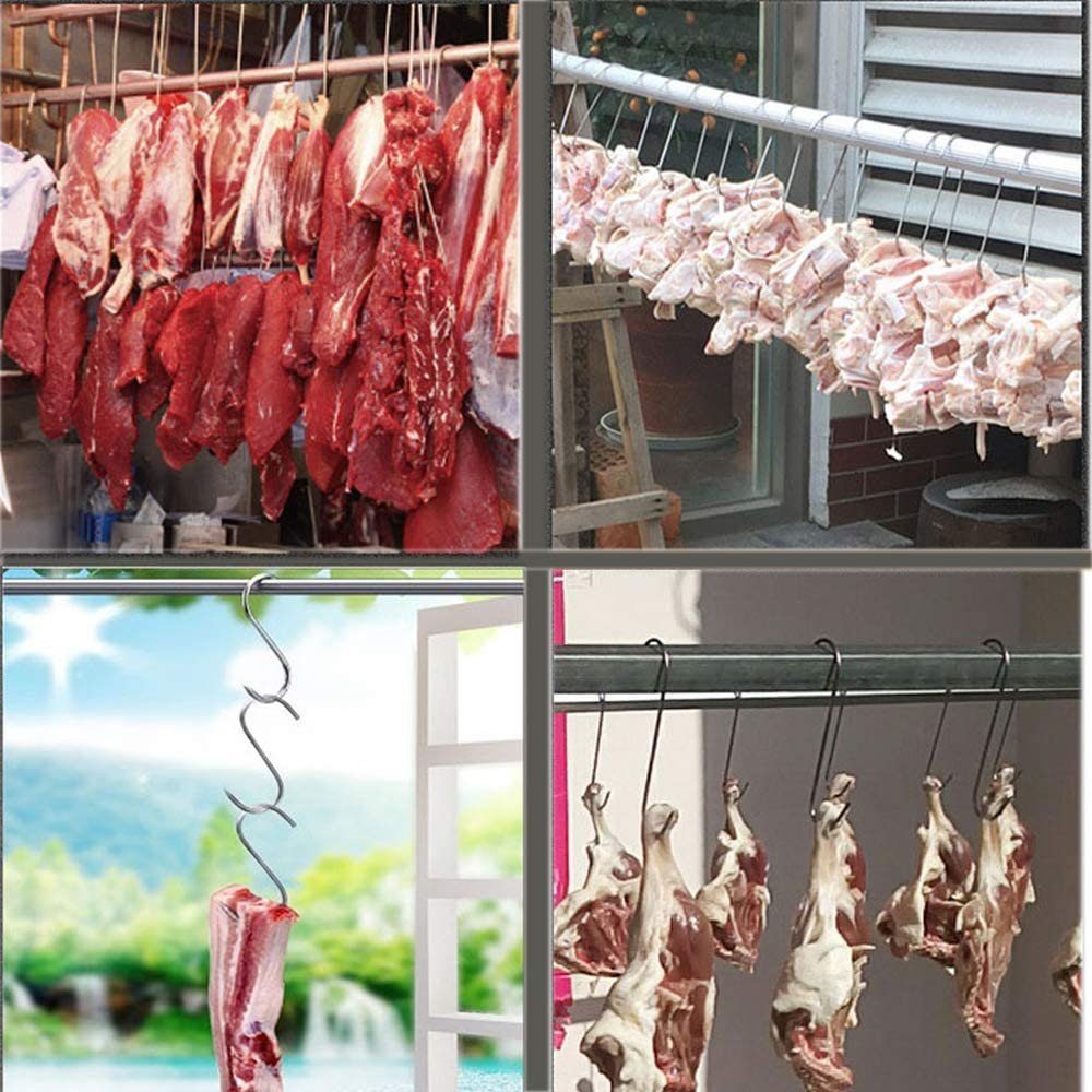 GelldG Wandhaken Fleischhaken aus Edelstahl, S-förmiger Wandhaken