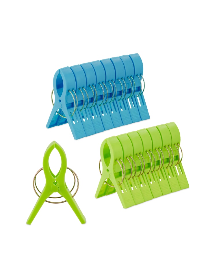 relaxdays 16 x Strandtuchklammern in Blau/ Grün günstig kaufen onesize