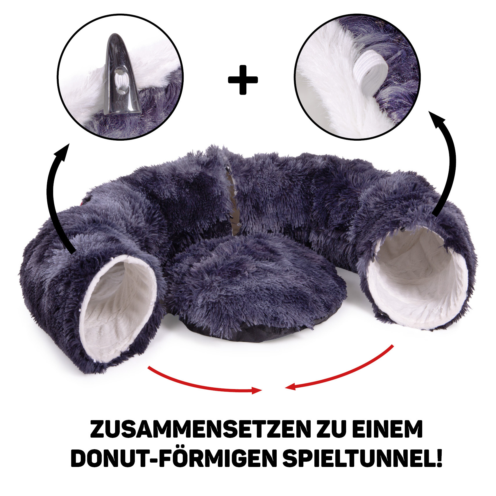 Canadian Cat Company Katzentunnel Canadian Cat Company Katzentunnel OTIS - Donut-Tunnel inkl. Liegekissen | grau | ca. 80 x 80 x 26 cm dunkelgrau