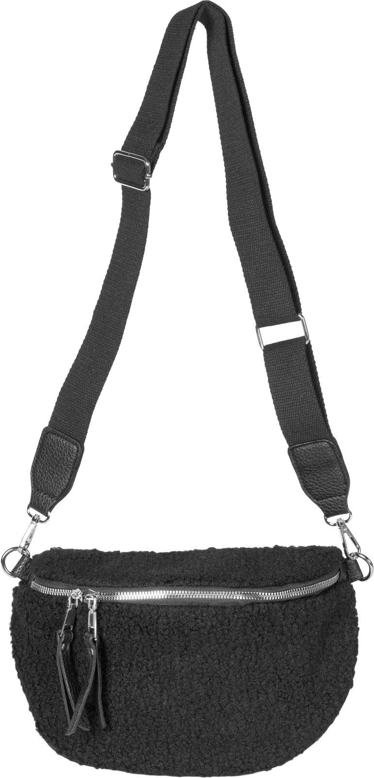 styleBREAKER Umhängetasche (1-tlg), Teddyfell Halbmond Crossbody Bag