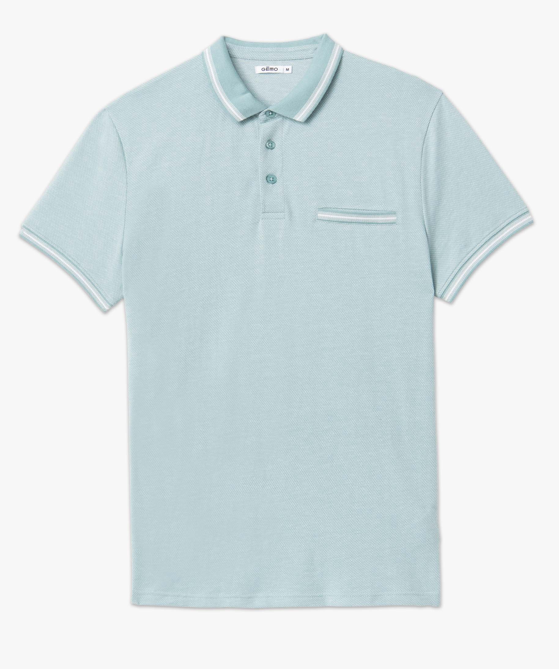 Polo homme à manches courtes et petit motif bleu | GEMO