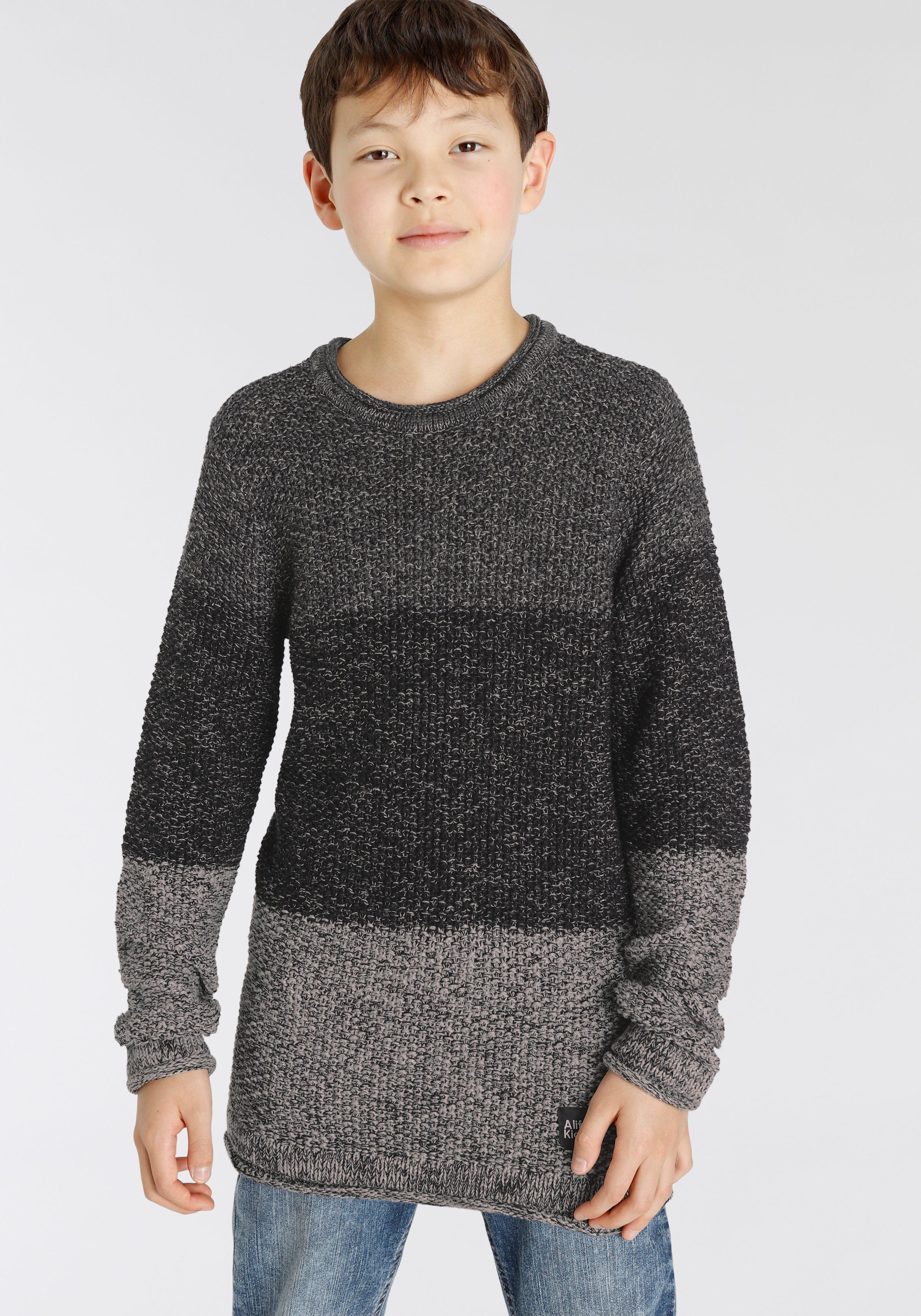 Alife & Kickin Strickpullover in Blockstreifen-Optik, aus meliertem Garn