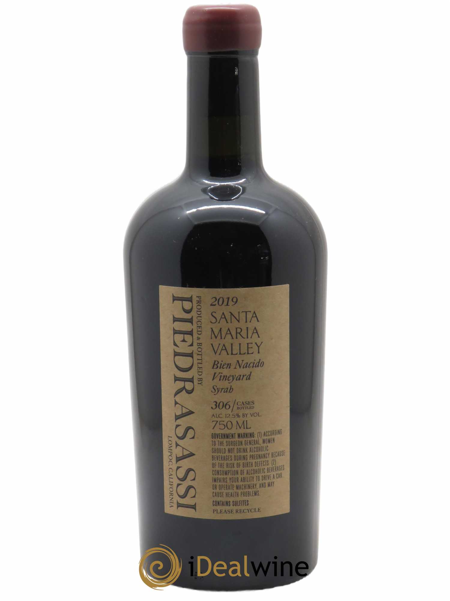Santa Maria Valley Piedrasassi Bien Nacido Syrah Sashi Moorman et Melissa Sorongon  2019 - Lot de 1 Bouteille