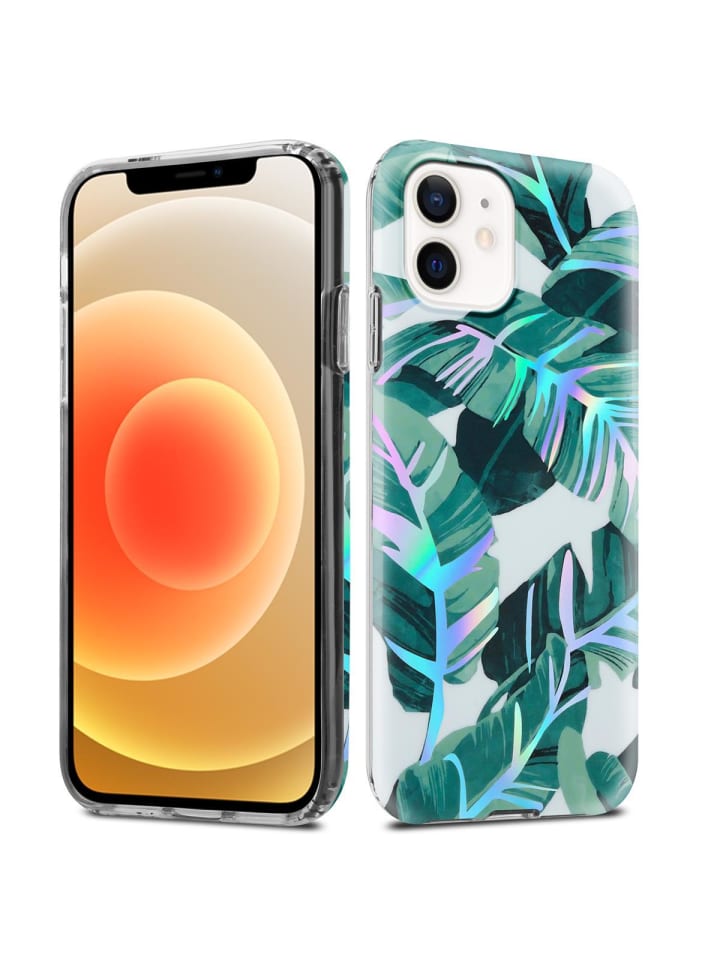 cadorabo Hülle für Apple iPhone 12 / 12 PRO Blumen Muster in BANANENBLÄTTER günstig kaufen onesize