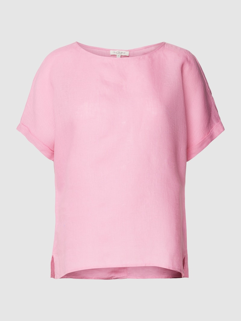 Leinenbluse mit U-Boot-Ausschnitt in pink