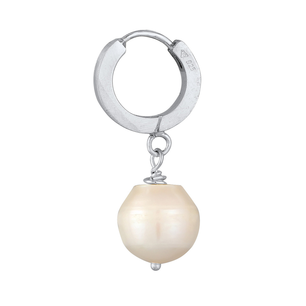KUZZOI KUZZOI Boucles d'Oreilles Créole pour homme Single Piece avec perle d'eau douce e Boucles d'oreilles