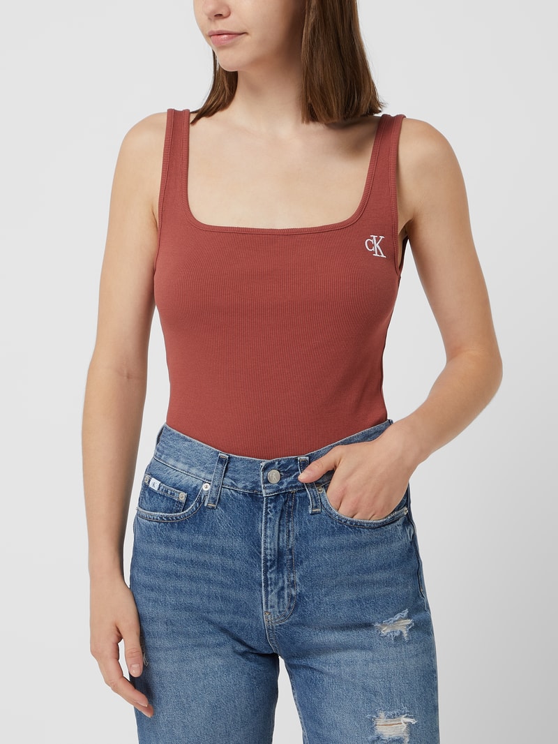 Tanktop mit Logo-Stickerei  in terrakotta