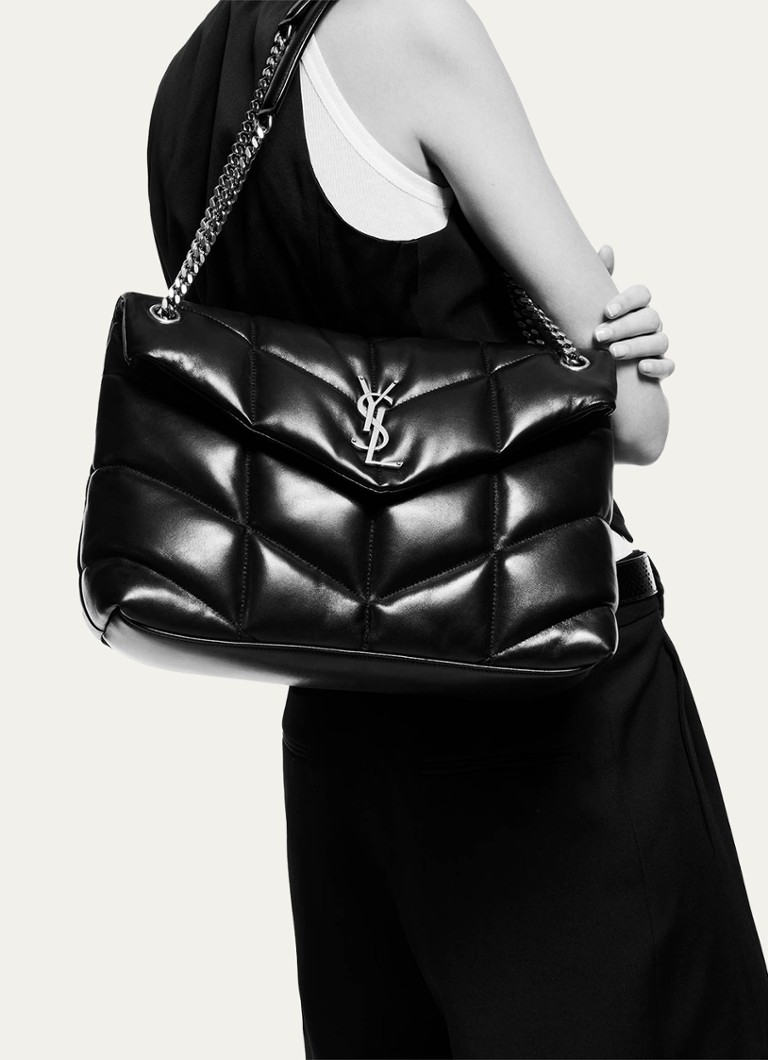 Μεσαία τσάντα ώμου Saint Laurent Puffer από καπιτονέ δέρμα αρνιού