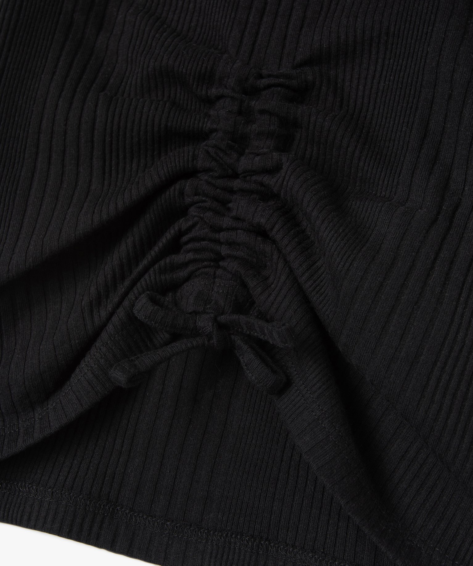 Tee-shirt fille en maille ctelée avec cordons coulissant ... noir | GEMO