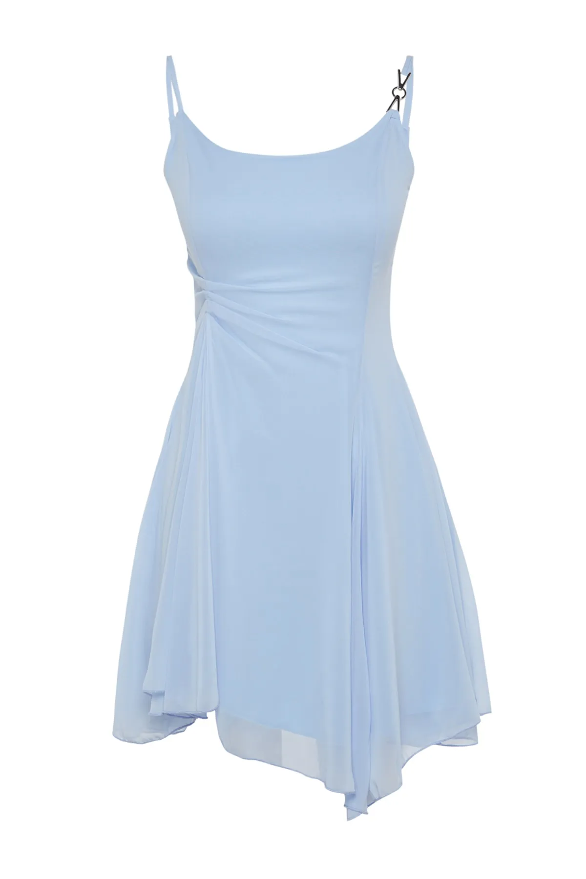Trendyol Collection  Hellblaues elegantes Abendkleid aus Chiffon mit offener Taille/Skater-Futter TPRSS23EL00033