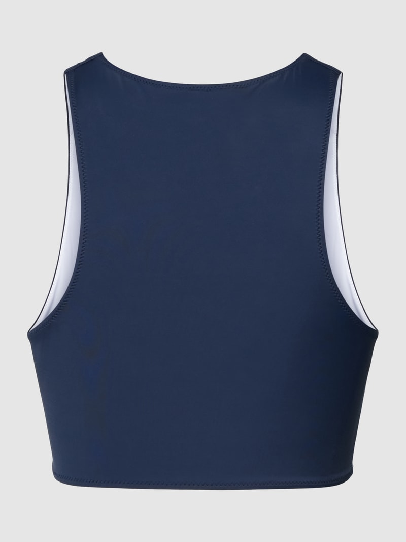 Bikini-Oberteil mit Label-Print Modell 'HIGH NECK' in marineblau