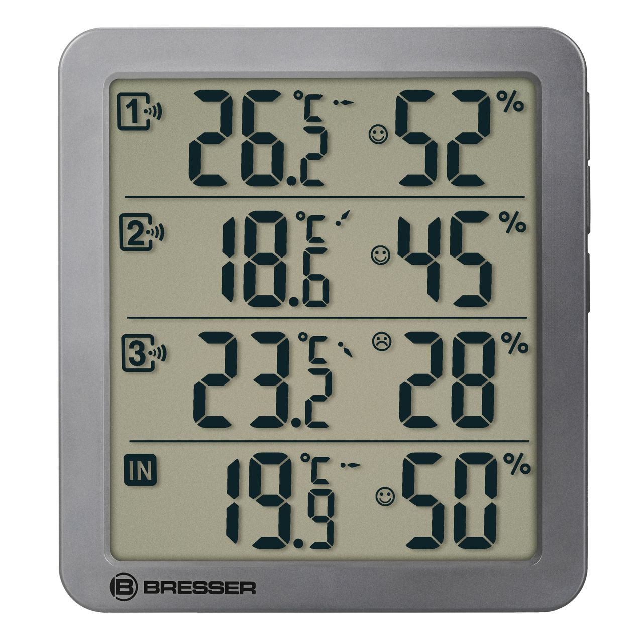 Bresser Quadro NV Thermo-/ Hygrometer anthrazit Zimmerthermometer Luftfeuchtigkeitsmessgerät