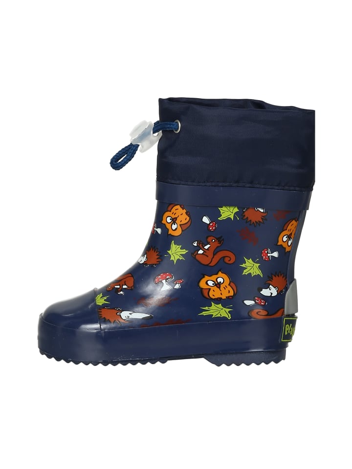 Playshoes Gummistiefel Halbschaft Waldtiere gefüttert in Marine günstig kaufen