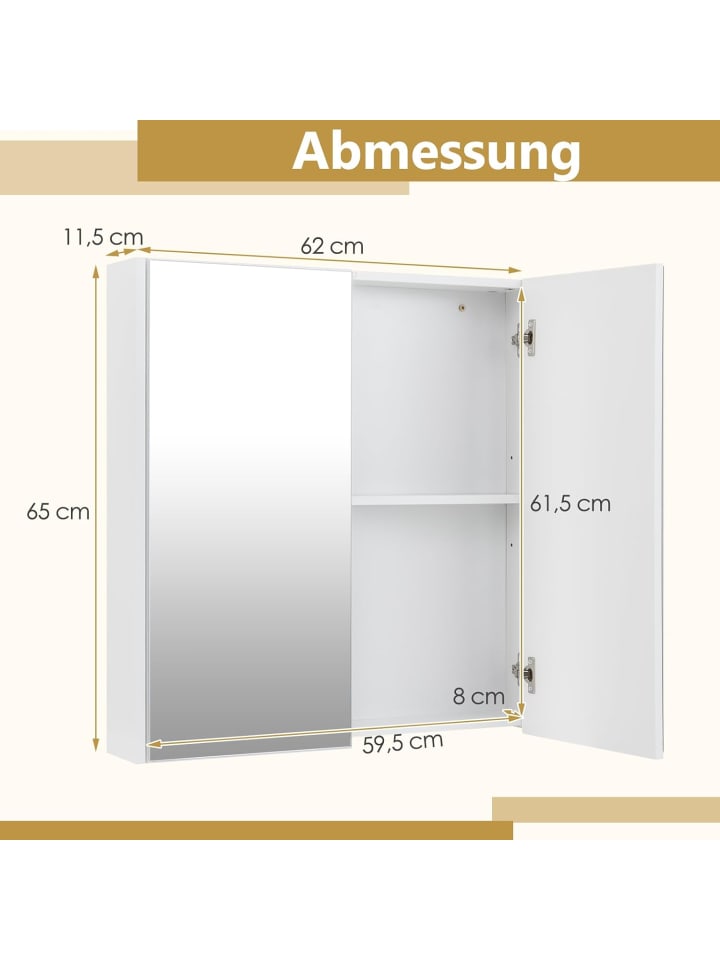 COSTWAY Spiegelschrank Bad in Weiß günstig kaufen onesize