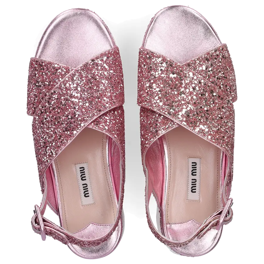 Miu Miu - Plateausandalen Glitter - pink