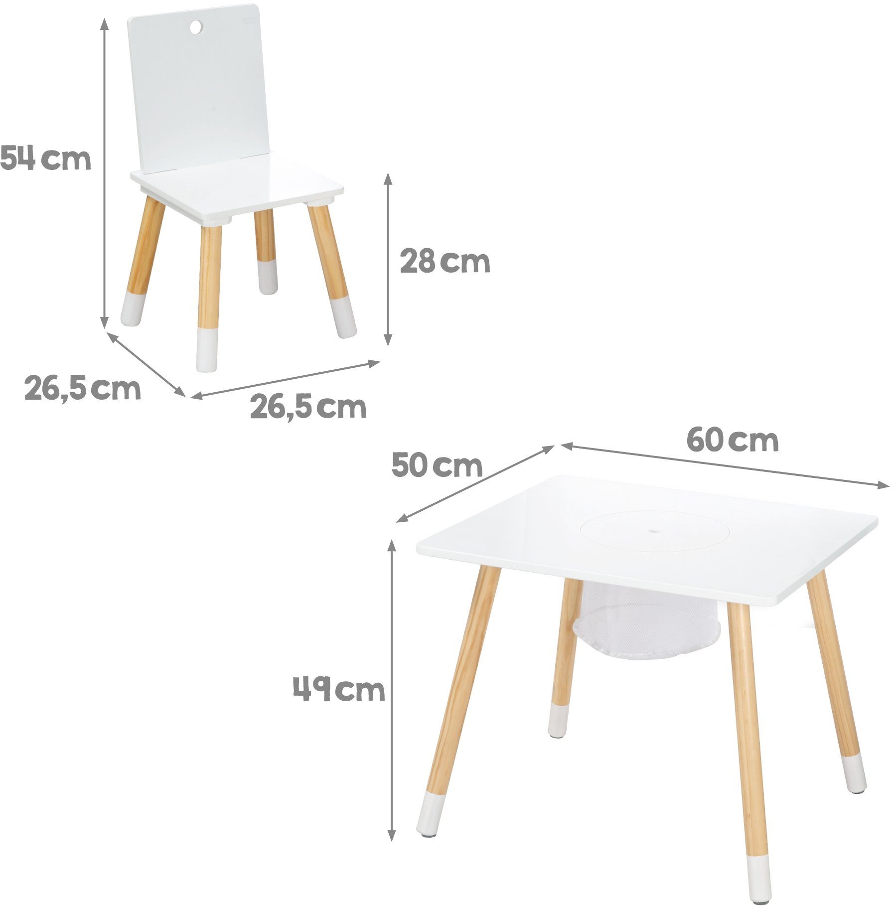 roba® Kindersitzgruppe Sitzgruppe mit Aufbewahrungsnetz, weiß, aus Holz
