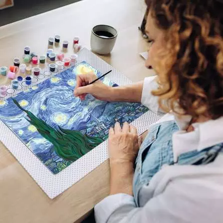 CreArt Leinwand ART Collection: Sternennacht (Van Gogh) - Malen nach Zahlen für Erwachsene