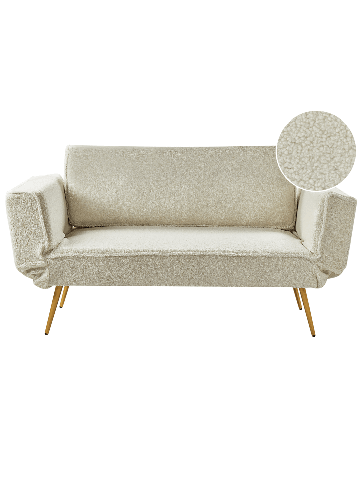 Beliani Schlafsofa SAARELA in Weiß/Gold - (W) 187 x (H) 82 x (L) 75 cm günstig kaufen onesize