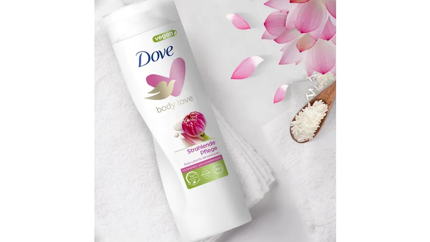 Dove Body Love Strahlende Pflege Body Lotion mit Reismilch- & Lotusblütenduft 400 ml