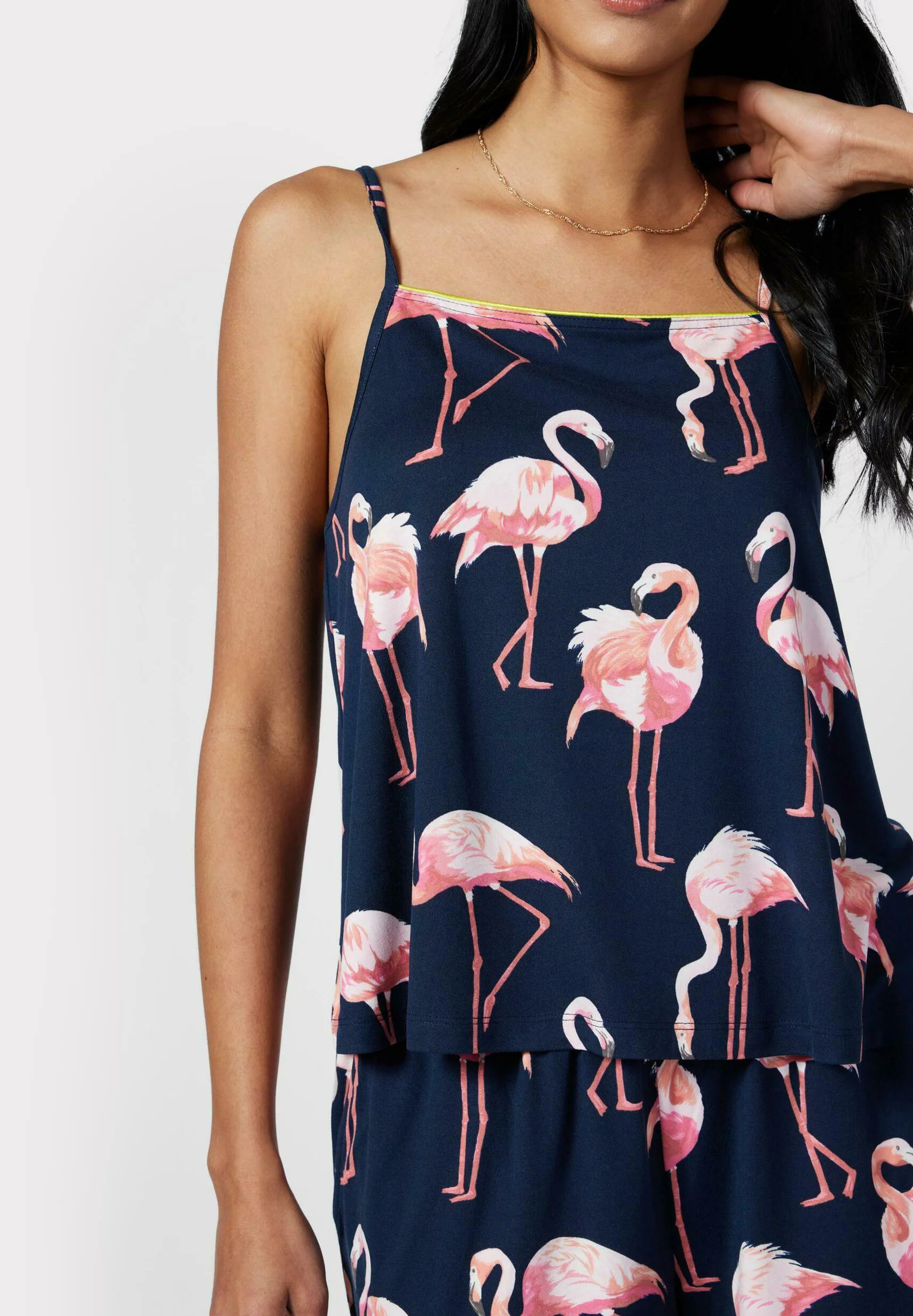 Chelsea Peers - Pijama corto con estampado de flamencos