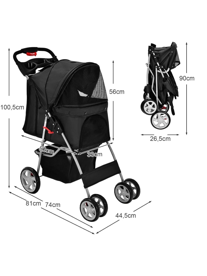 COSTWAY Hundewagen in Schwarz günstig kaufen 81 cm