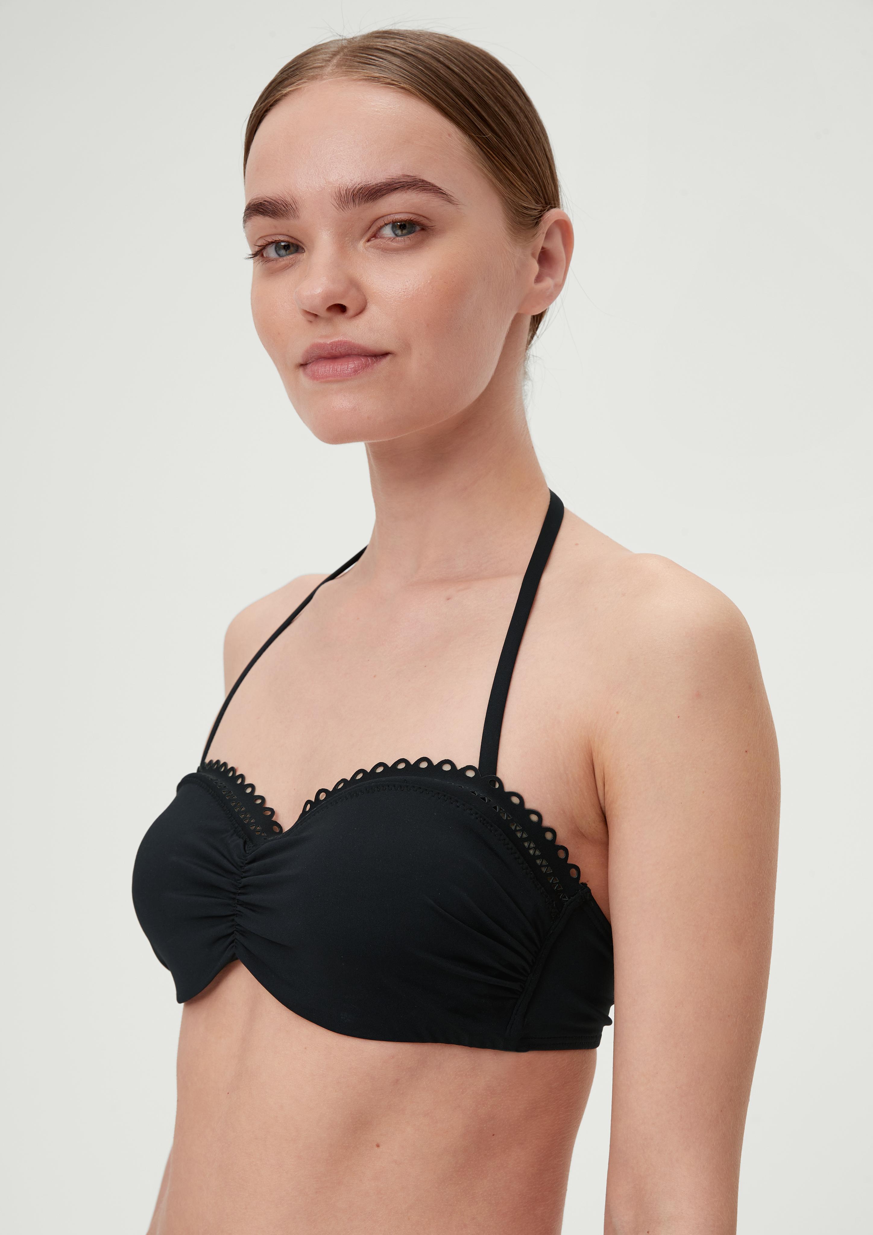 Bandeau Bikini-Top mit Raffung und Lochstickerei  EME-6008712-9999