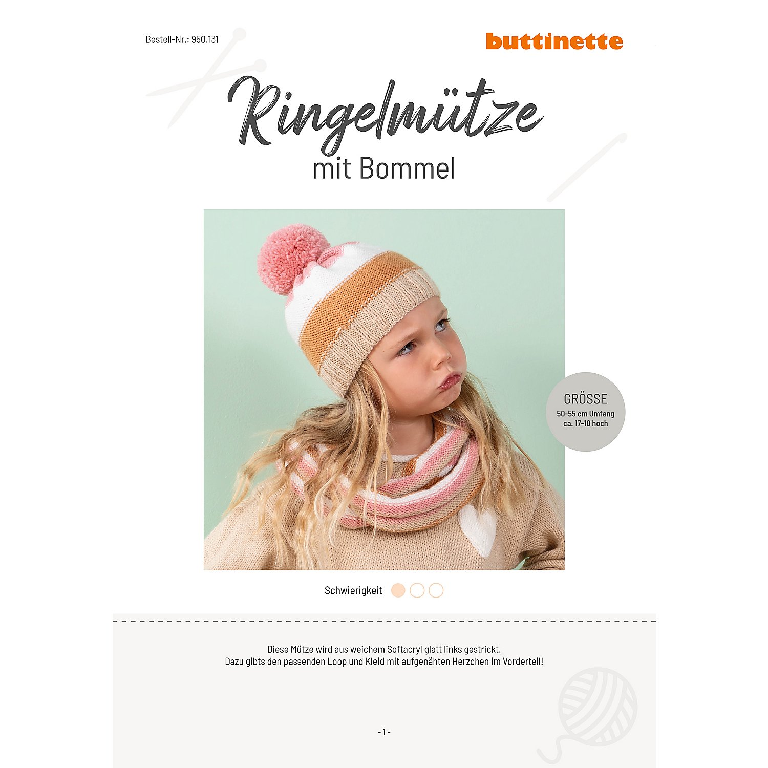 Strickanleitung – Ringelmütze mit Bommel aus Woll Butt Venia