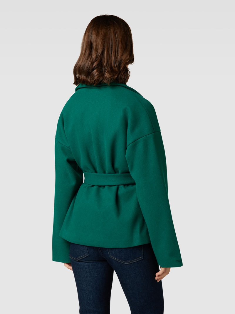 Jacke mit Bindegürtel Modell 'Jannet' in grün meliert