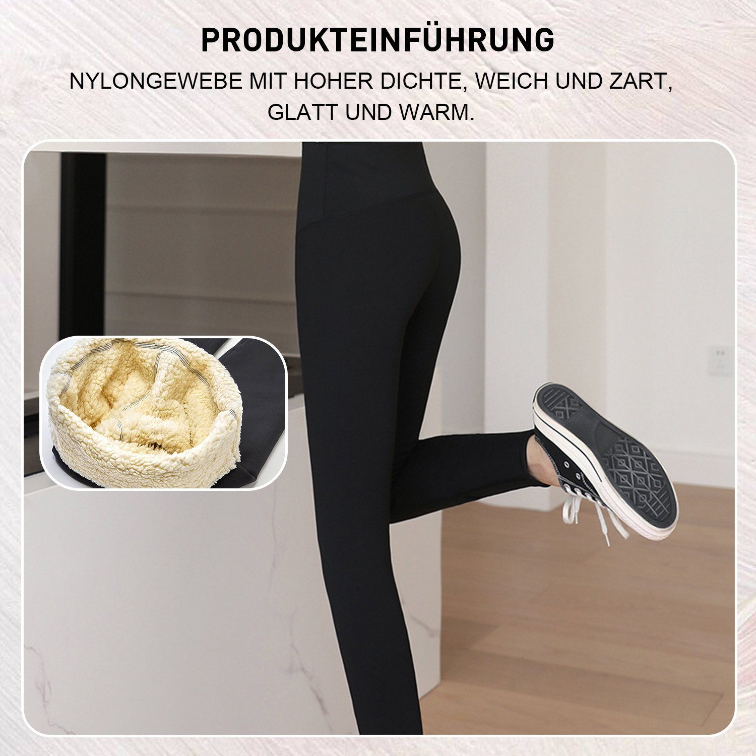 TOPMELON Leggings Warme Hosen mit hoher Taille, Hai-Hose