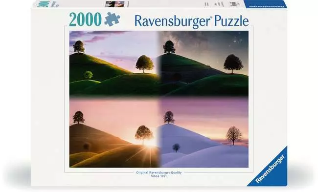 Puzzle 2000 Teile - Stimmungsvolle Bäume und Berge