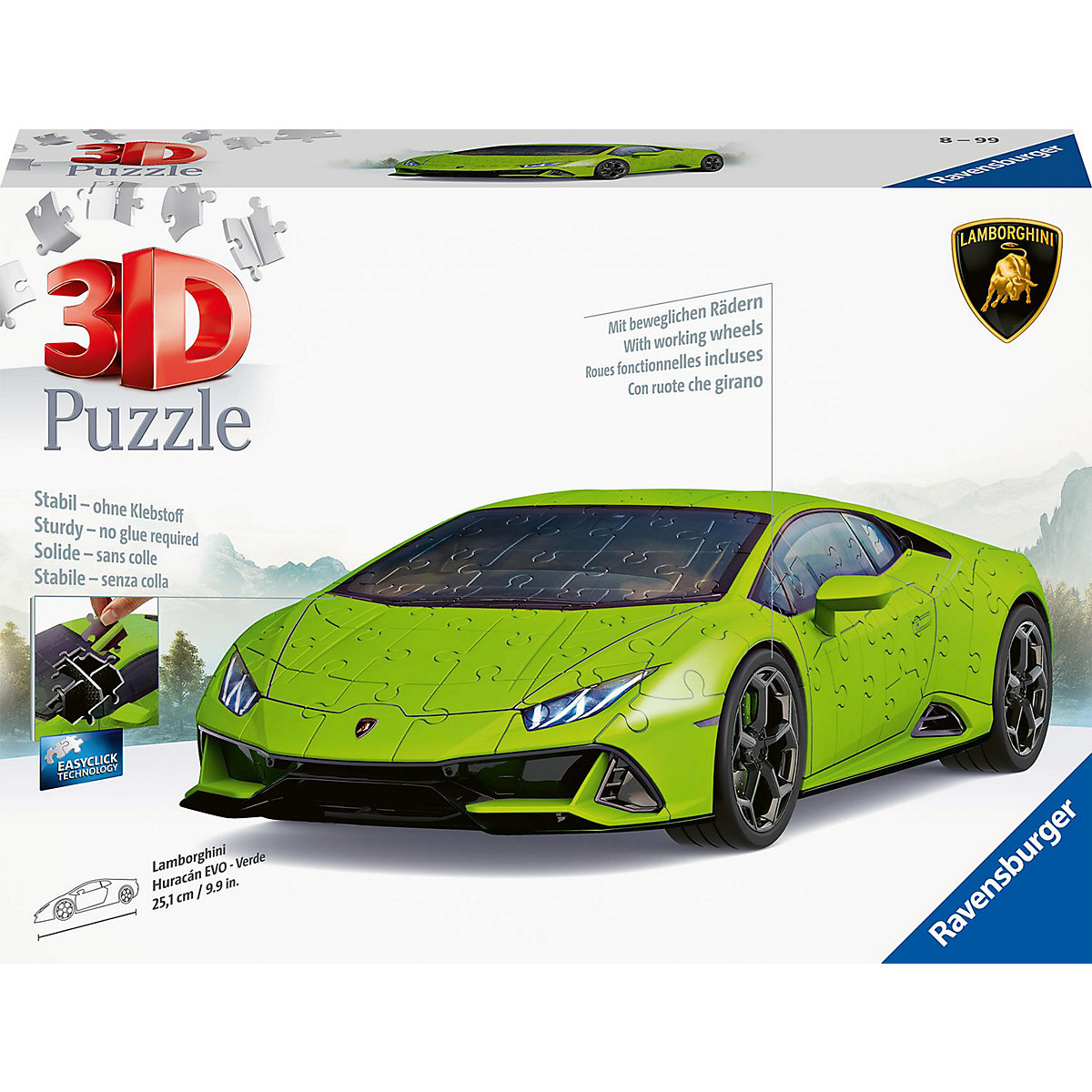 Ravensburger 3D Puzzle 11559 Lamborghini Huracán EVO - Verde - 108 Teile - Das berühmte Fahrzeug als 3D Puzzle Auto