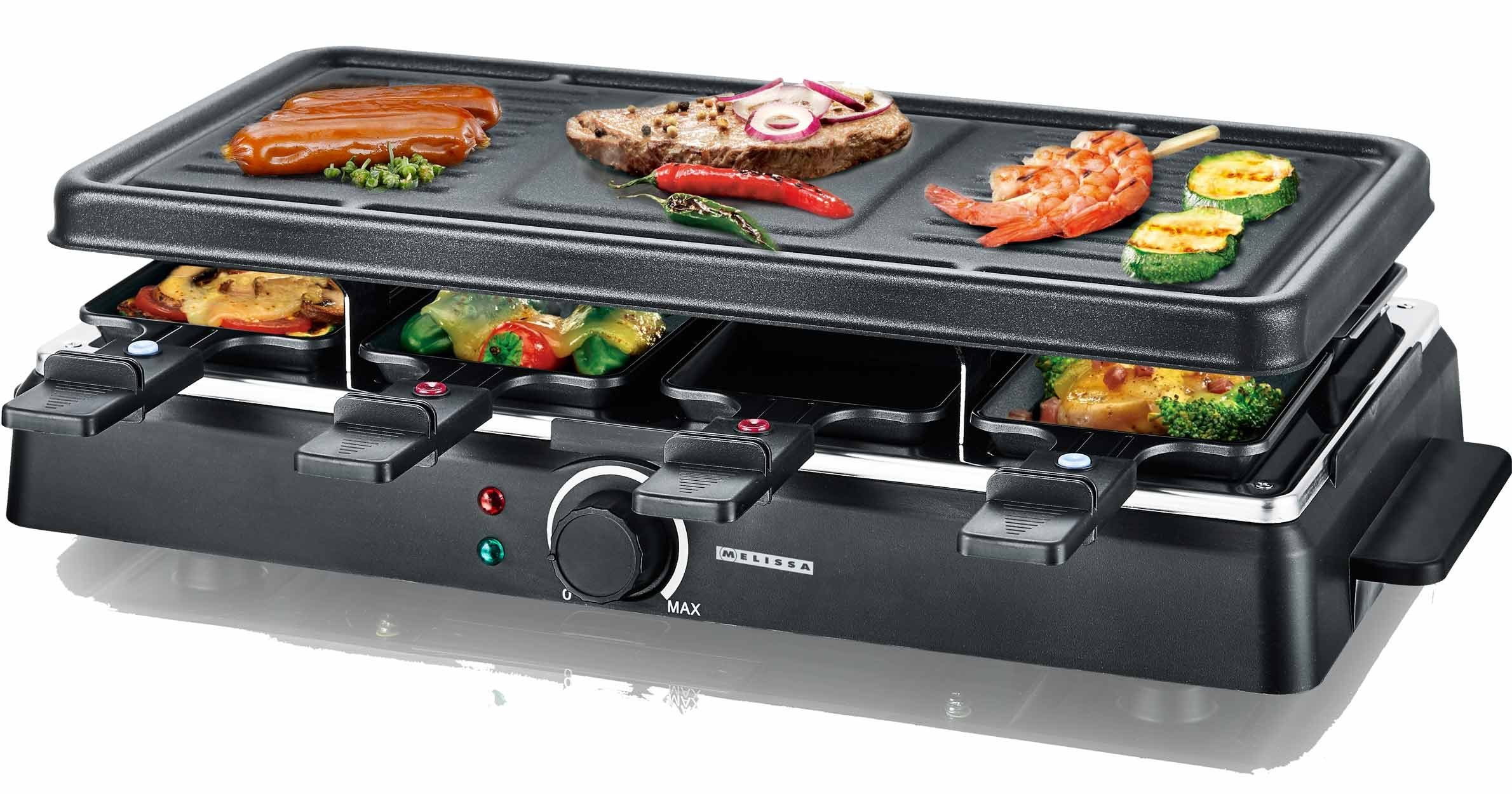 MELISSA Raclette 16300026 Raclette-Grill für 8 Personen, 1200 W