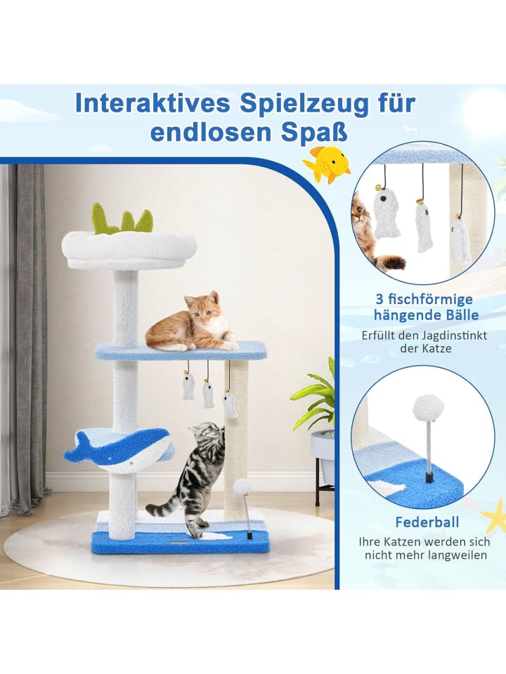 COSTWAY Kratzbaum 4-stöckig in Blau günstig kaufen onesize
