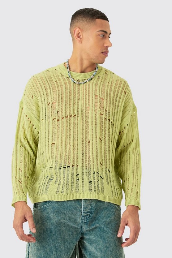 Oversize Strick-Pullover in Sage