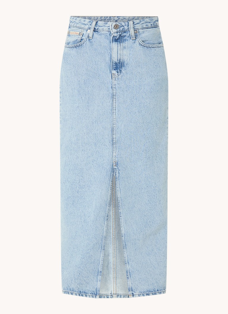 Gonna midi in denim Calvin Klein con tasche laterali e spacco