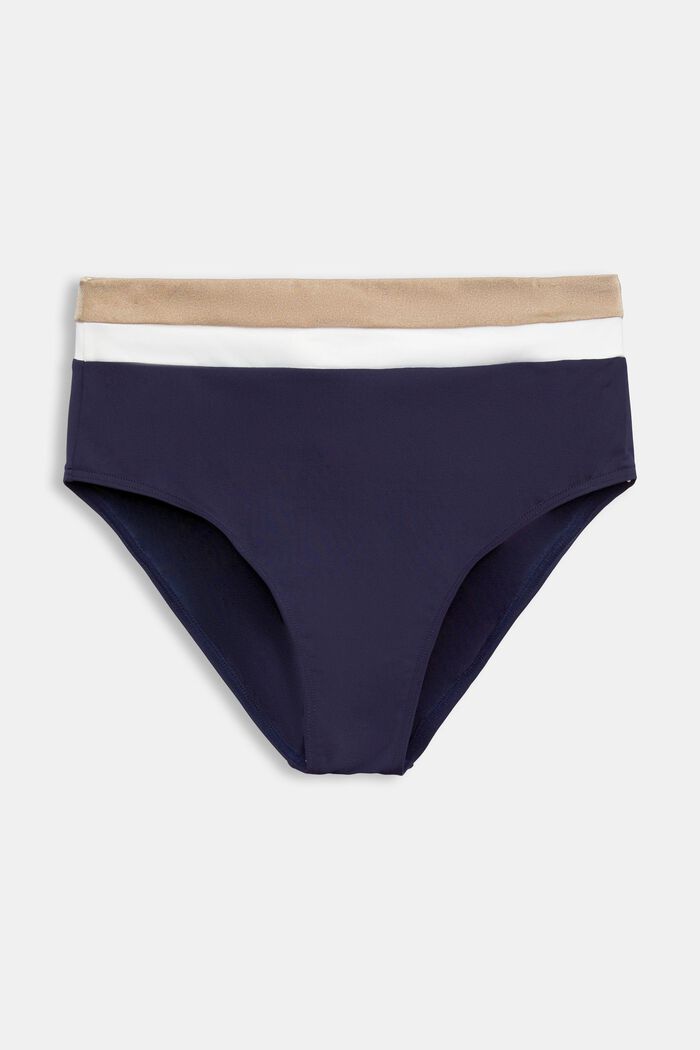 Dreifarbige Bikinihose mit hohem Bund