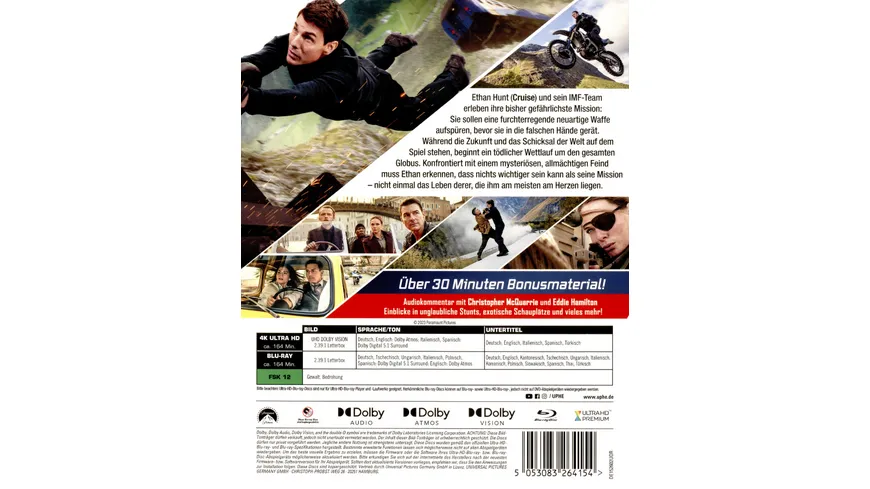 MISSION: IMPOSSIBLE DEAD RECKONING TEIL EINS  (4K Ultra HD) (+ Blu-ray)