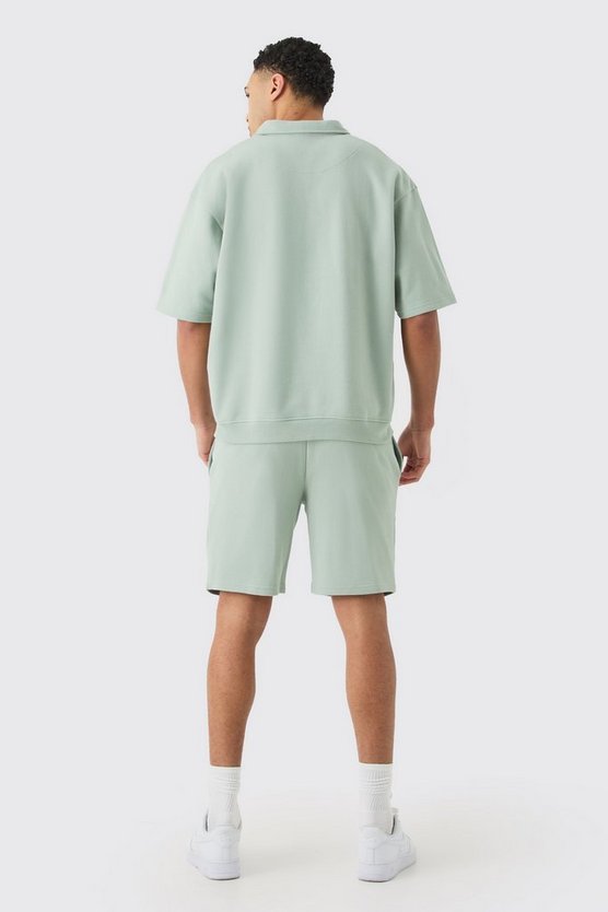 Oversize Poloshirt mit elastischem Saum & Shorts